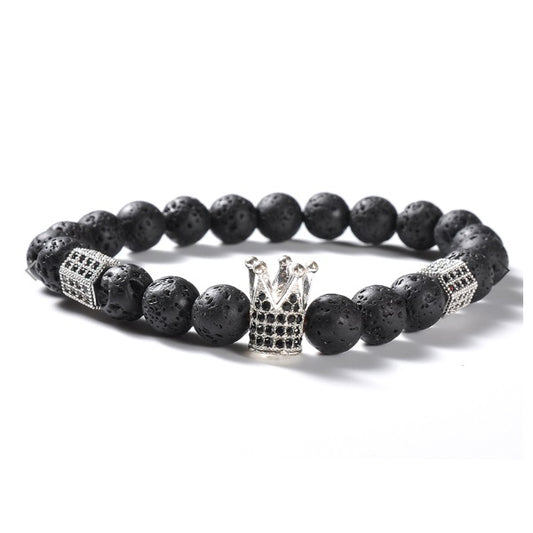 Silver Royal Crown Lava Bracelet