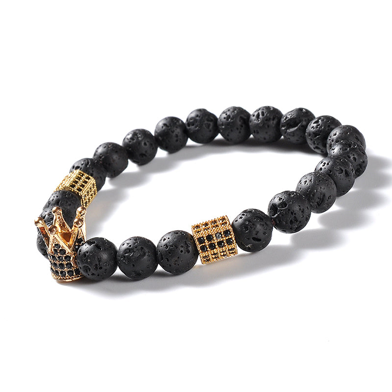 Gold Royal Crown Lava Bracelet