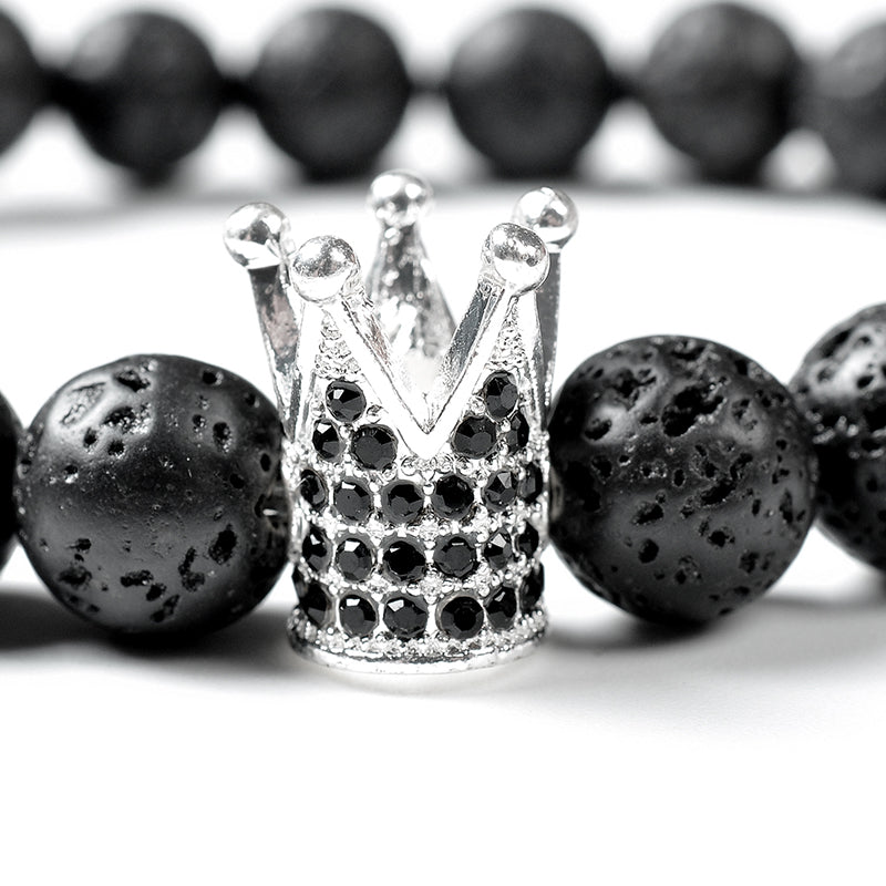 Silver Royal Crown Lava Bracelet