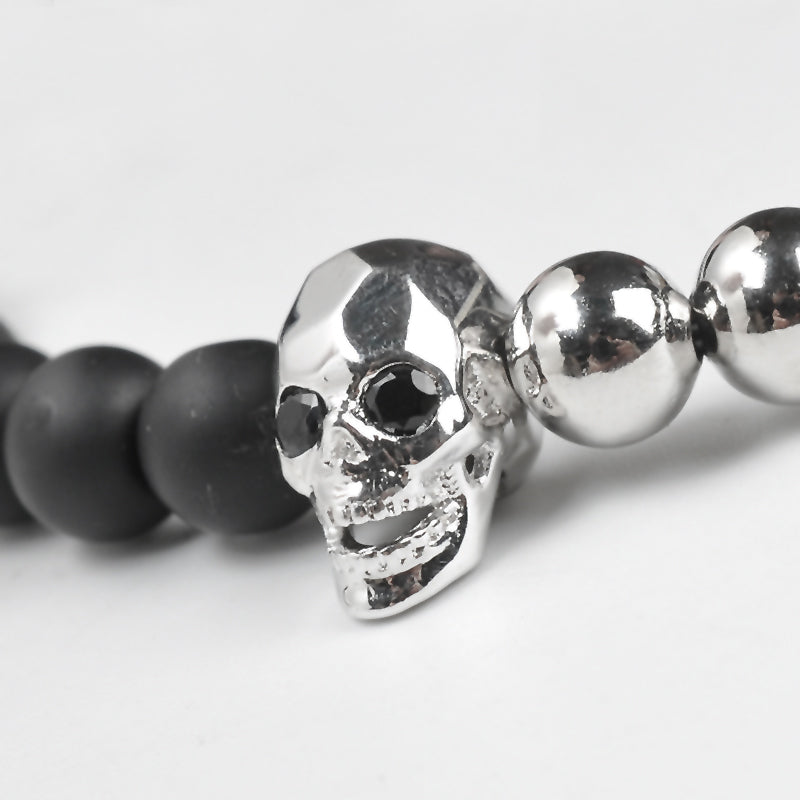 Silver Skull Beads Bracelet