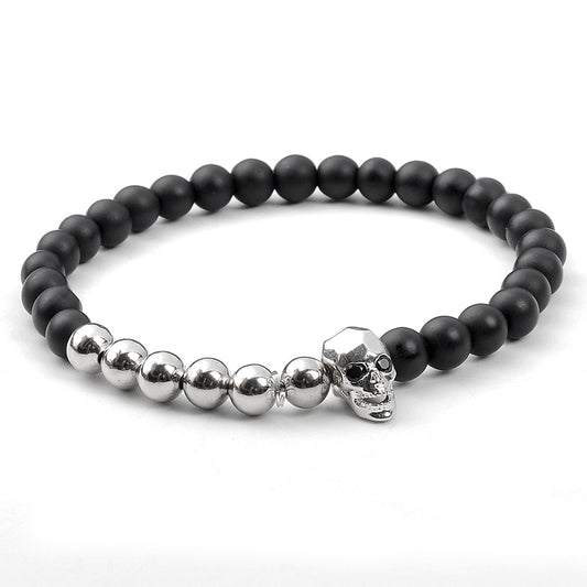 Silver Skull Beads Bracelet