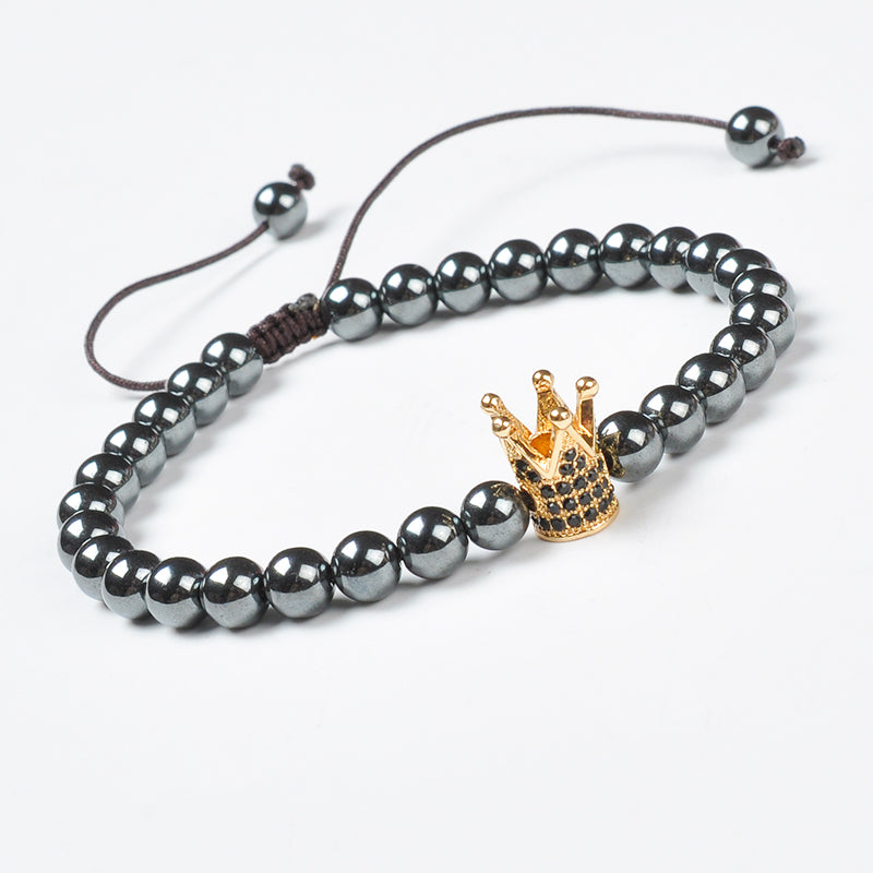 Gold Crown Hematite Bracelet