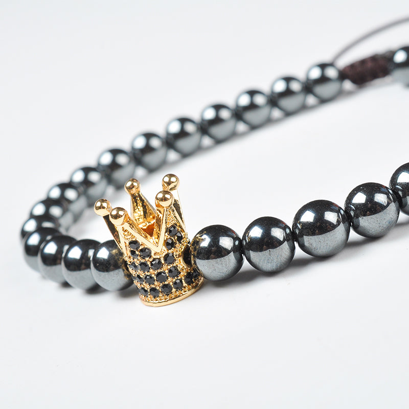 Gold Crown Hematite Bracelet