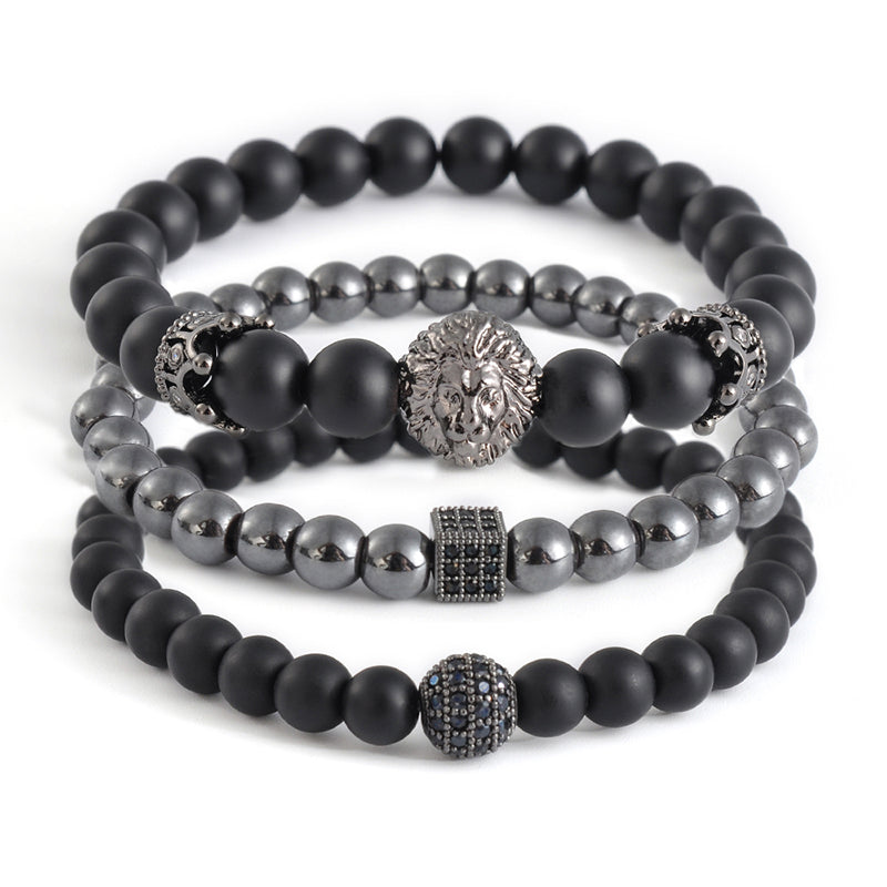 Three-Piece Set Crown Lion Bracelet