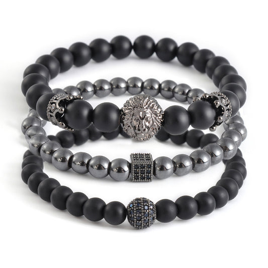 Three-Piece Set Crown Lion Bracelet