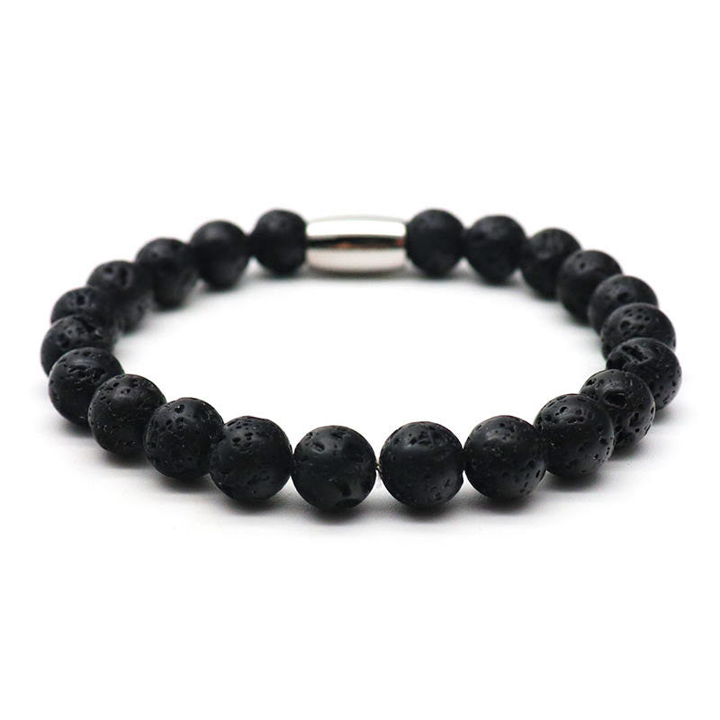 Calm & Courage Silver Lava Stone Bracelet