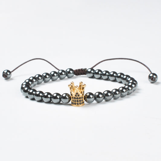 Gold Crown Hematite Bracelet