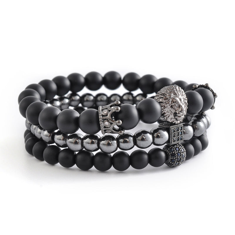 Three-Piece Set Crown Lion Bracelet