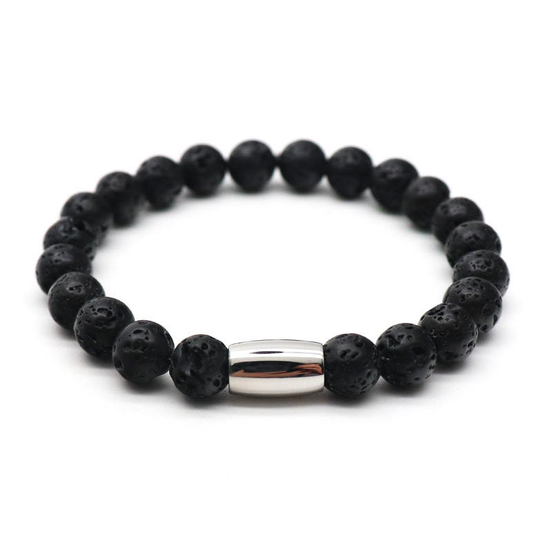 Calm & Courage Silver Lava Stone Bracelet