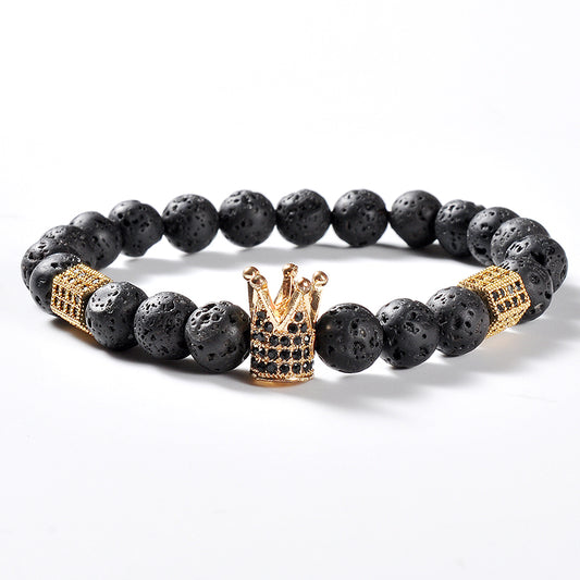 Gold Royal Crown Lava Bracelet