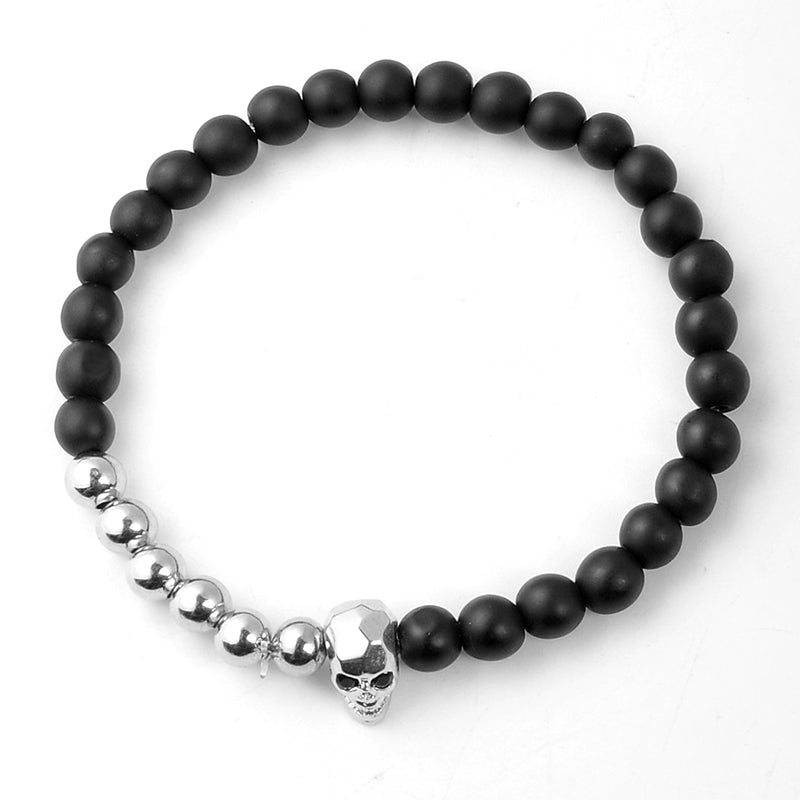 Silver Skull Beads Bracelet