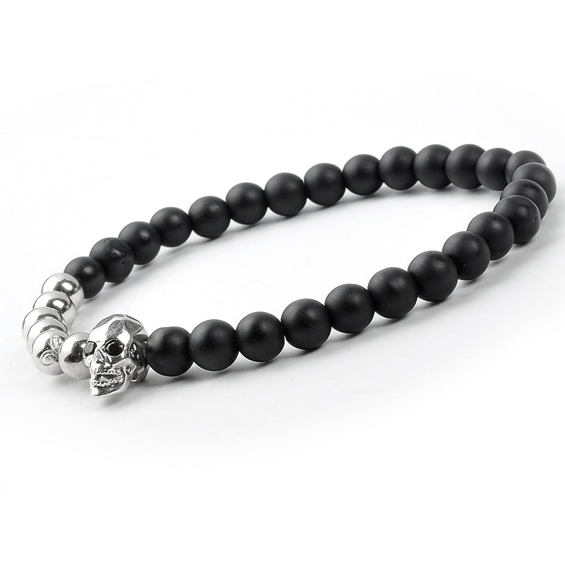 Silver Skull Beads Bracelet